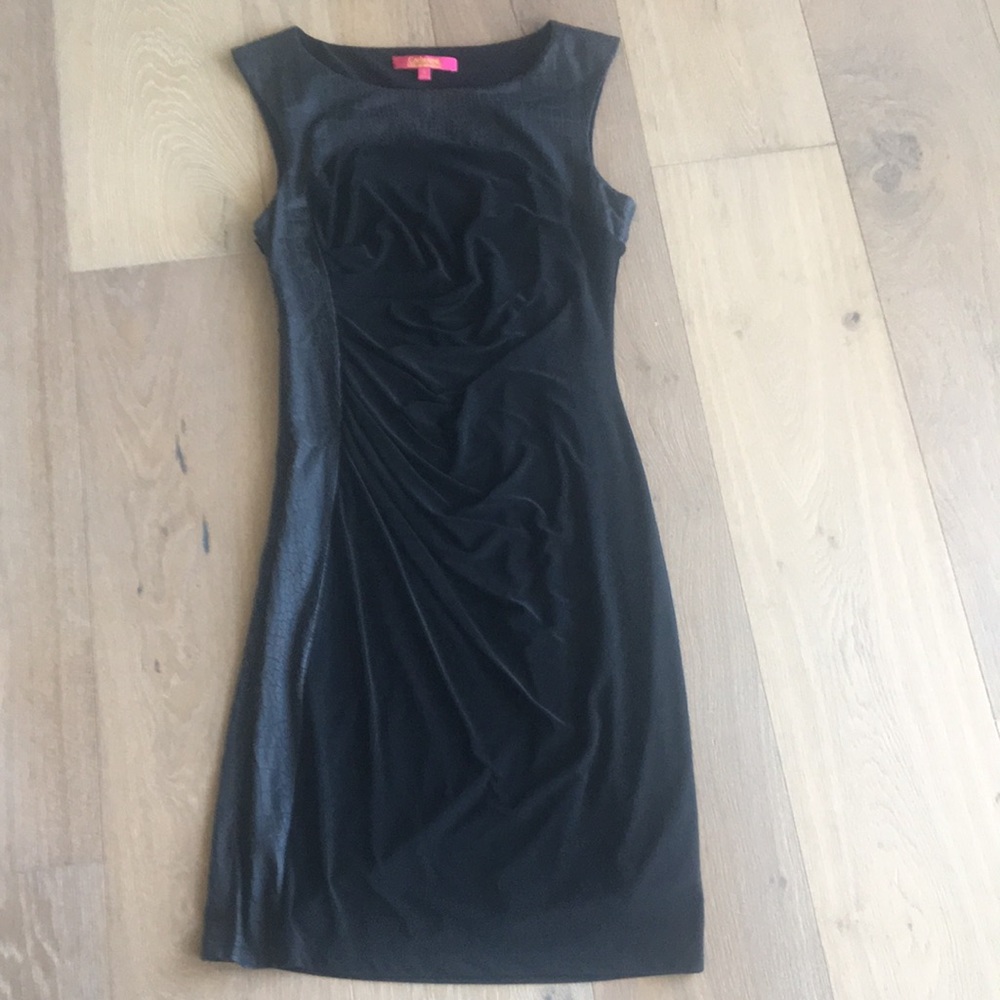 Catherine Malandrino leather and jersey dress